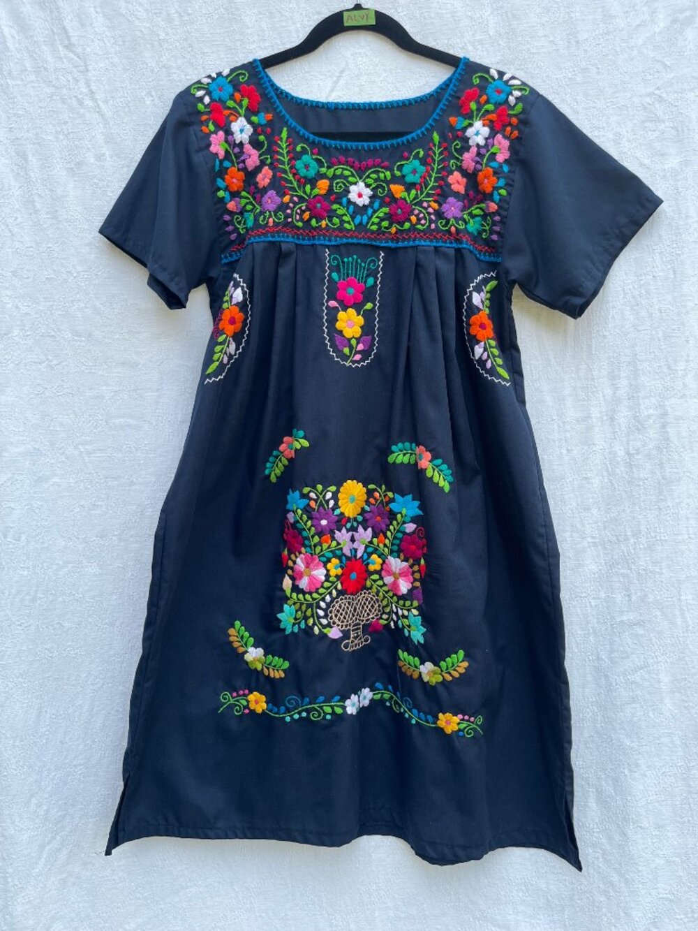 Beautiful Mexican Floral Embroidered Puebla Dress